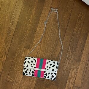 Chic Black and White Animal Print Clutch